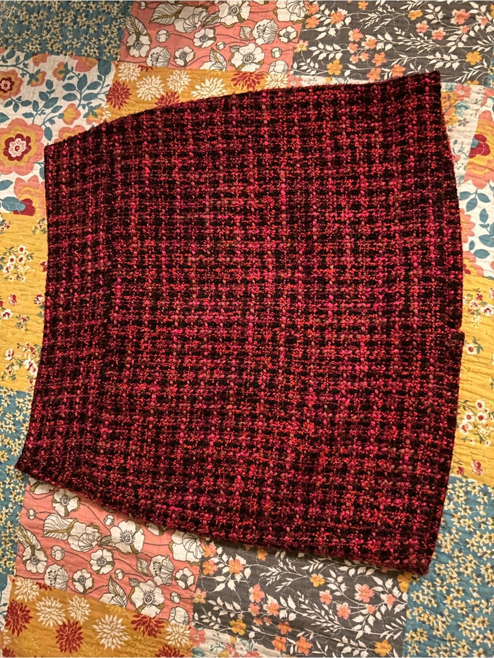 The Limited Red and Black Tweed Mini Skirt